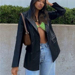 Princess Polly Ellen Faux Leather Blazer